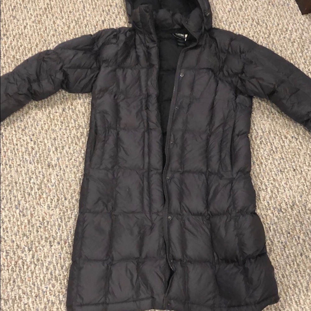 Dark gray long North Face Jacket